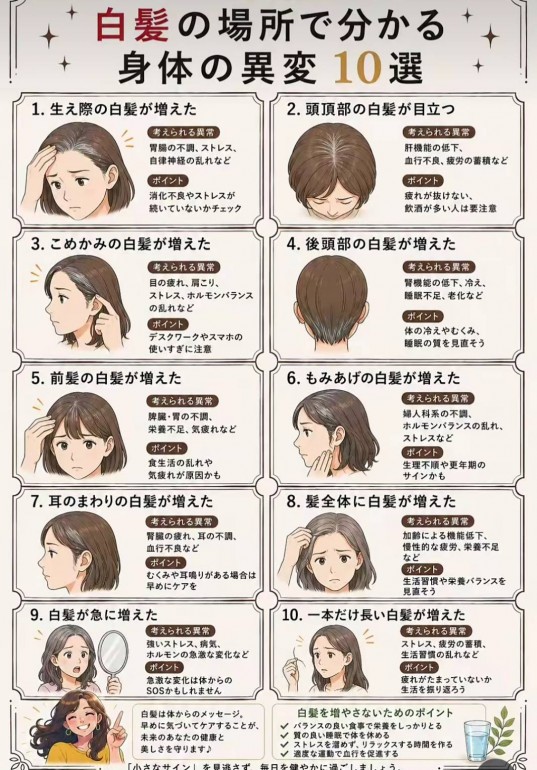 白髪の場所でわかる身体の異変10選